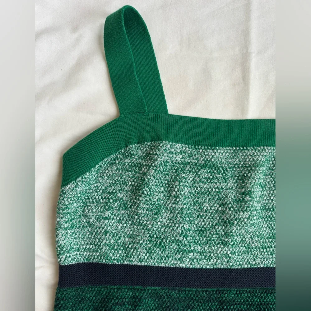 Banana Republic Green Striped Sweater Tank Petite Medium Colorblock Knit